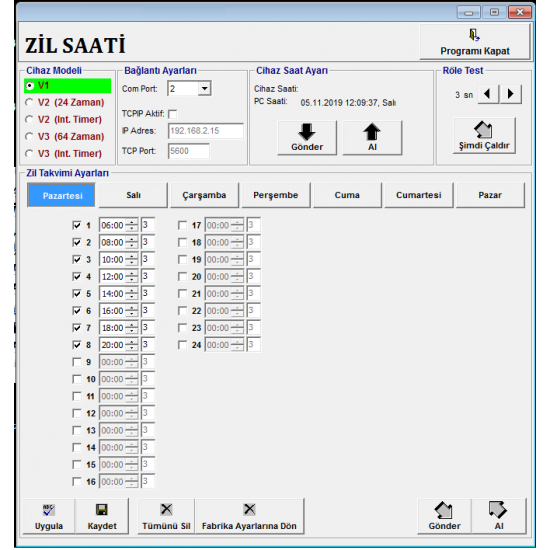 Fabrika Mola Zil Saati Seti İki Çanlı Set