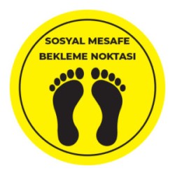 Sosyal Mesafe Bekleme Noktası Sticker Sari 