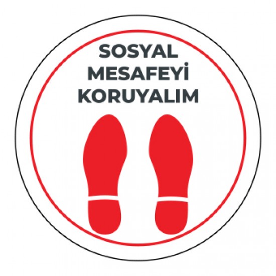 Sosyal Mesafe Adım Etiketi beyaz