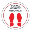 Sosyal Mesafe Adım Etiketi Beyaz 