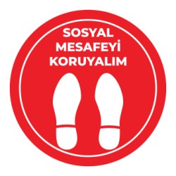 Sosyal Mesafe Adım Etiketi Kirmizi 