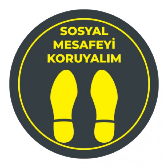 Sosyal Mesafe Adım Etiketi siyah