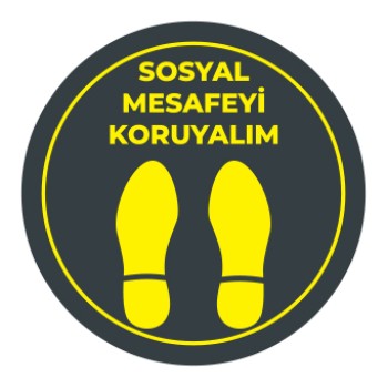 Sosyal Mesafe Adım Etiketi Siyah 