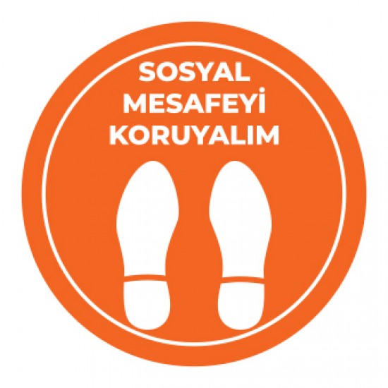 Sosyal Mesafe Adım Etiketi turuncu