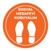 Sosyal Mesafe Adım Etiketi Turuncu 