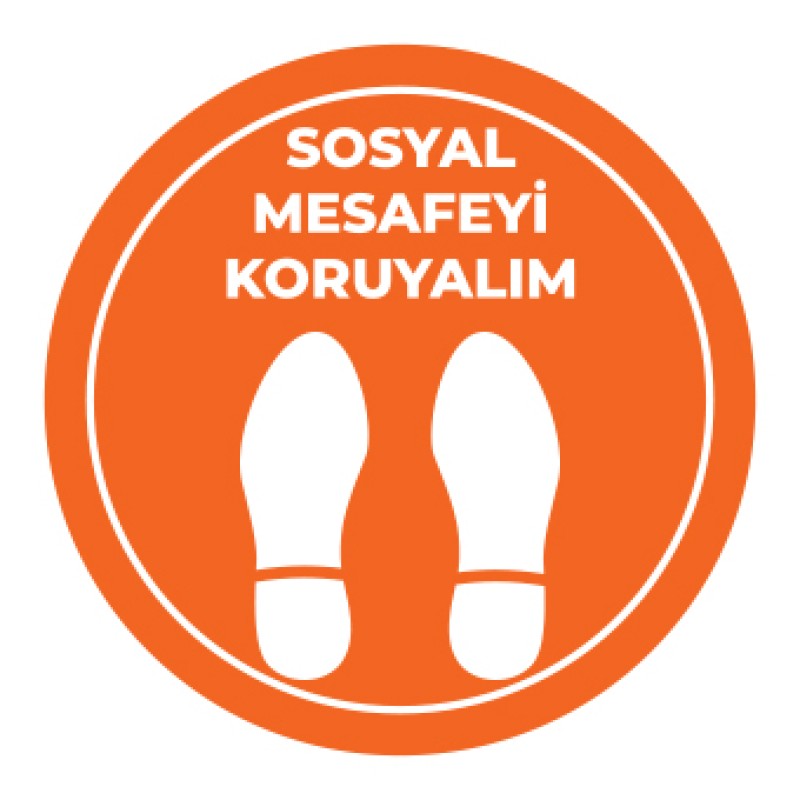 Sosyal Mesafe Adım Etiketi Turuncu fiyat teklifi al