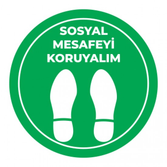 Sosyal Mesafe Adım Etiketi yesil