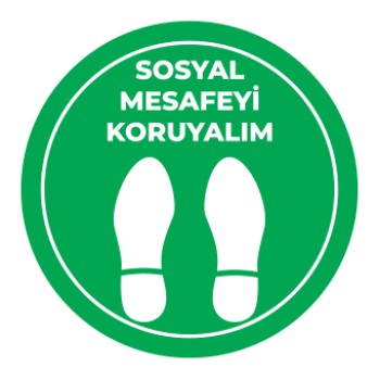 Sosyal Mesafe Adım Etiketi Yesil 