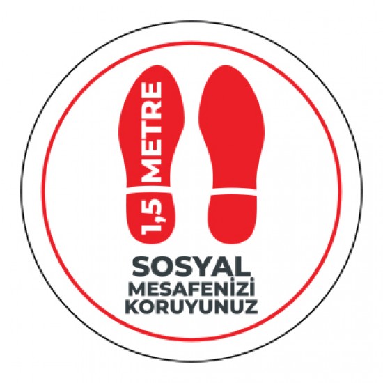 Sosyal Mesafe Adim sticker 1.5 Metre Beyaz