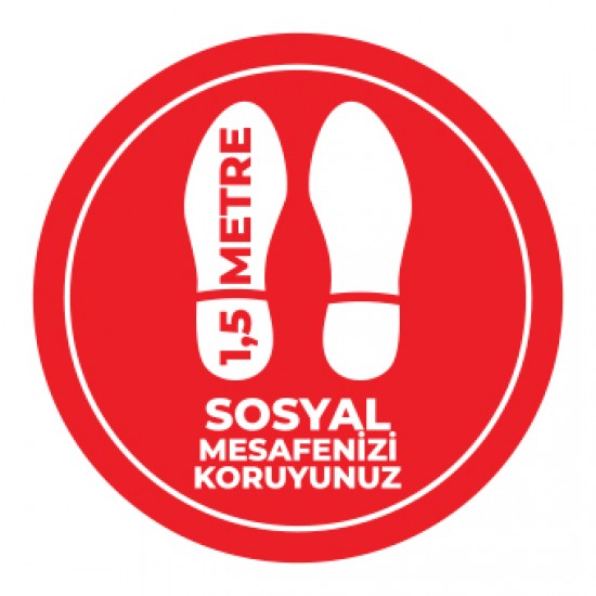 Sosyal Mesafe Adim sticker 1.5 Metre kirmizi