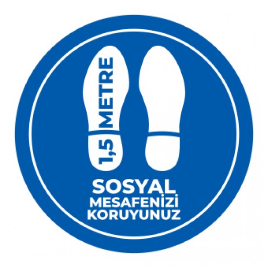 Sosyal Mesafe Adim sticker 1.5 Metre mavi