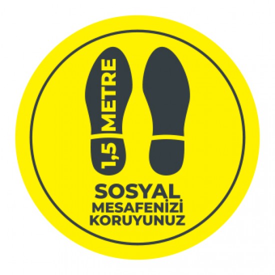 Sosyal Mesafe Adim sticker 1.5 Metre sari