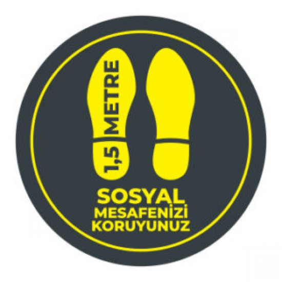 Sosyal Mesafe Adim sticker 1.5 Metre siyah