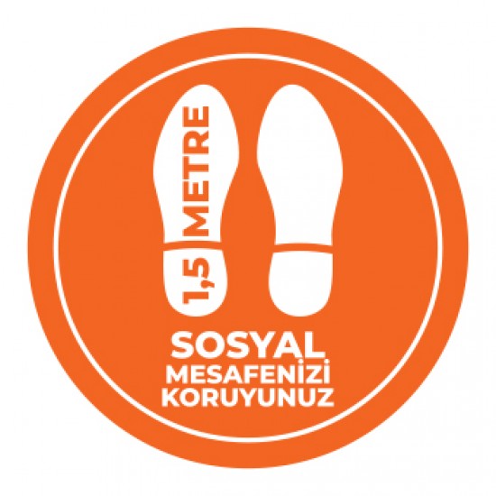 Sosyal Mesafe Adim sticker 1.5 Metre turuncu