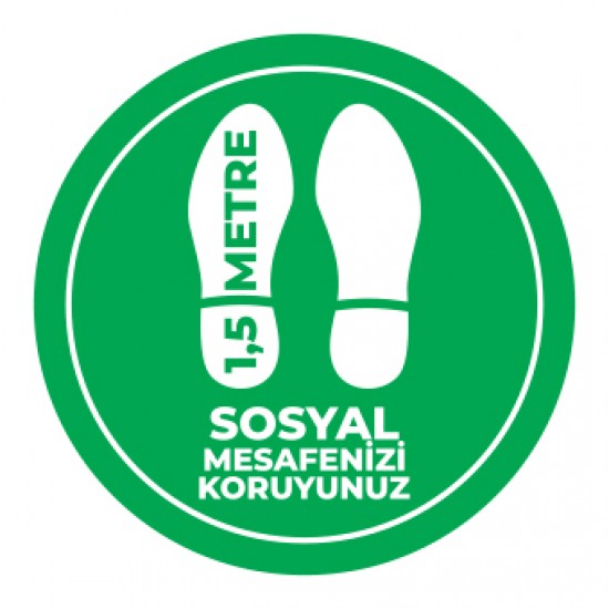 Sosyal Mesafe Adim sticker 1.5 Metre yesil