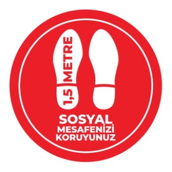 Sosyal Mesafe Adim Sticker 1.5 Metre Kirmizi 