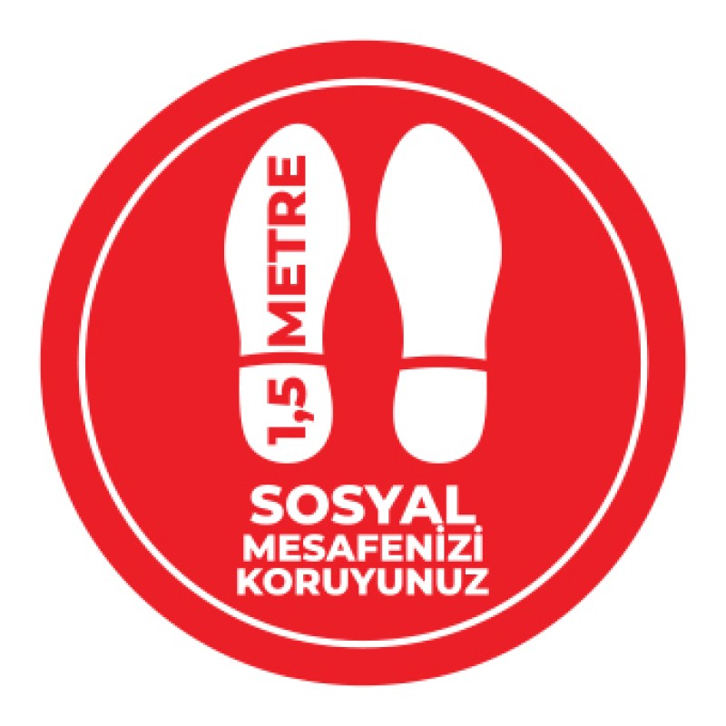 Sosyal Mesafe Adim Sticker 1.5 Metre Kirmizi fiyat teklifi al