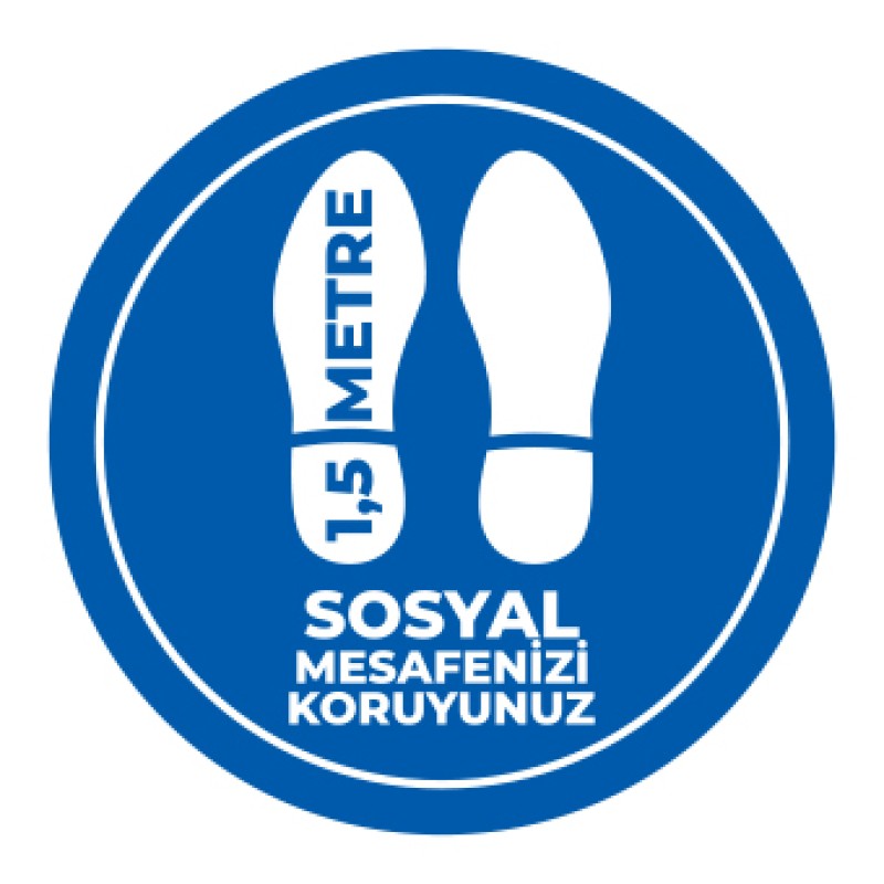 Sosyal Mesafe Adim Sticker 1.5 Metre Mavi fiyat teklifi al