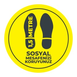 Sosyal Mesafe Adim Sticker 1.5 Metre Sari 