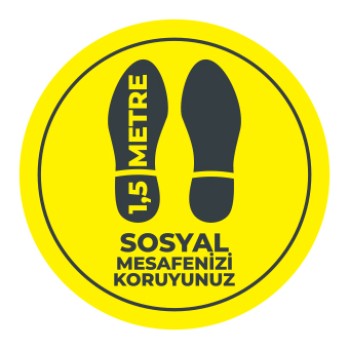 Sosyal Mesafe Adim Sticker 1.5 Metre Sari 