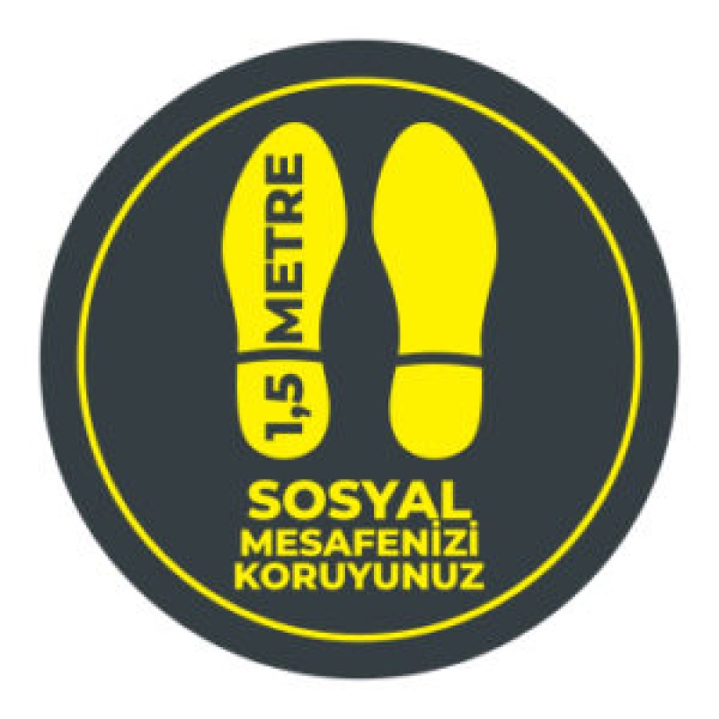 Sosyal Mesafe Adim Sticker 1.5 Metre Siyah fiyat teklifi al