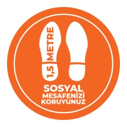 Sosyal Mesafe Adim Sticker 1.5 Metre Turuncu 