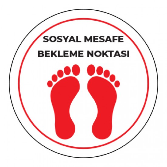 Sosyal Mesafe Bekleme Noktası Sticker Beyaz