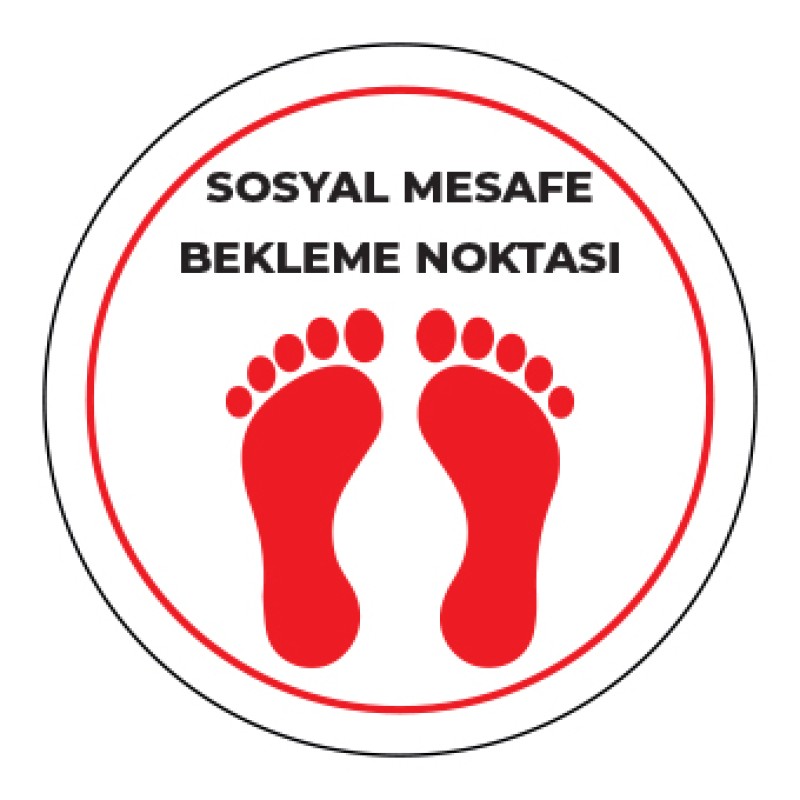 Sosyal Mesafe Bekleme Noktası Sticker Beyaz fiyat teklifi al