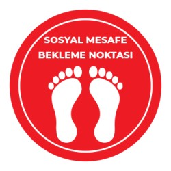 Sosyal Mesafe Bekleme Noktası Sticker Kırmızı 
