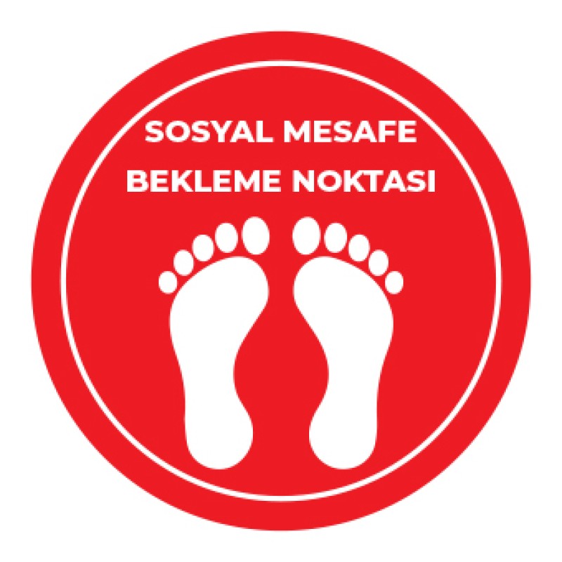 Sosyal Mesafe Bekleme Noktası Sticker Kırmızı fiyat teklifi al