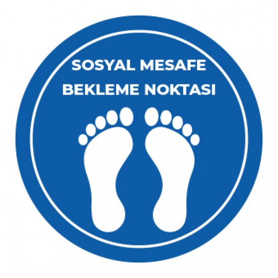 Sosyal Mesafe Bekleme Noktası Sticker mavi