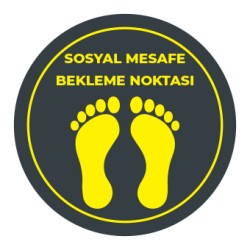 Sosyal Mesafe Bekleme Noktası Sticker Siyah 