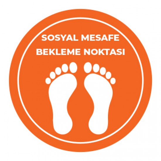 Sosyal Mesafe Bekleme Noktası Sticker turuncu