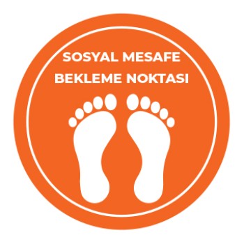 Sosyal Mesafe Bekleme Noktası Sticker Turuncu 
