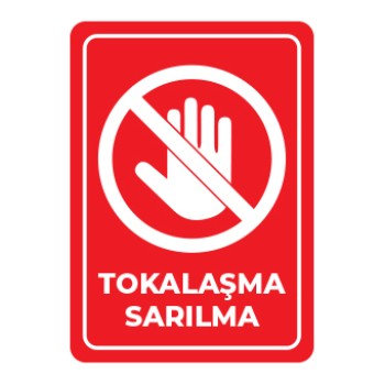 Sosyal Mesafe Tokalasma Sarilma Etiket Kirmizi 
