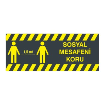 Sosyal Mesafe Uyarici Bant Siyah 
