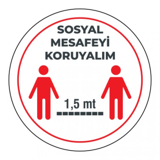 Sosyal Mesafemizi Koruyalım sticker 1,5 Metre Beyaz