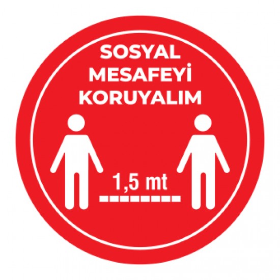 Sosyal Mesafemizi Koruyalım sticker 1,5 Metre kirmizi