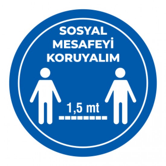 Sosyal Mesafemizi Koruyalım sticker 1,5 Metre mavi