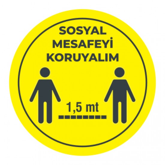 Sosyal Mesafemizi Koruyalım sticker 1,5 Metre sari