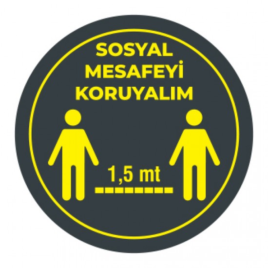 Sosyal Mesafemizi Koruyalım sticker 1,5 Metre siyah