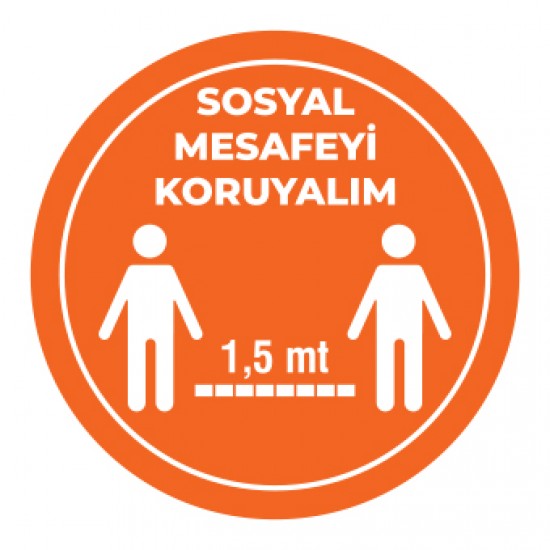Sosyal Mesafemizi Koruyalım sticker 1,5 Metre turuncu