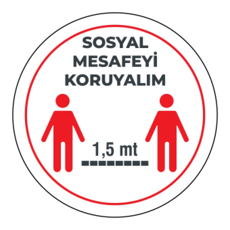 Sosyal Mesafemizi Koruyalım Sticker 1,5 Metre Beyaz fiyat teklifi al