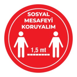 Sosyal Mesafemizi Koruyalım Sticker 1,5 Metre Kirmizi 