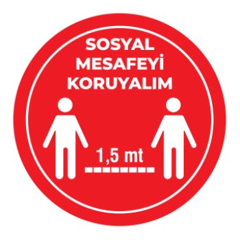 Sosyal Mesafemizi Koruyalım Sticker 1,5 Metre Kirmizi 