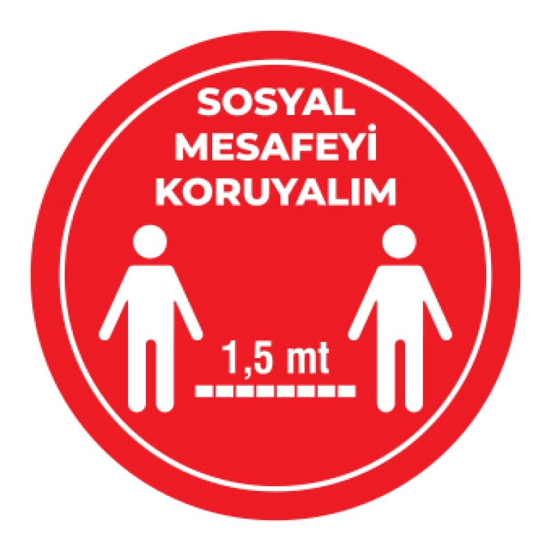 Sosyal Mesafemizi Koruyalım Sticker 1,5 Metre Kirmizi fiyat teklifi al