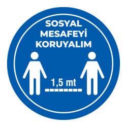 Sosyal Mesafemizi Koruyalım Sticker 1,5 Metre Mavi 