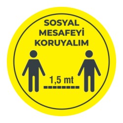 Sosyal Mesafemizi Koruyalım Sticker 1,5 Metre Sari 