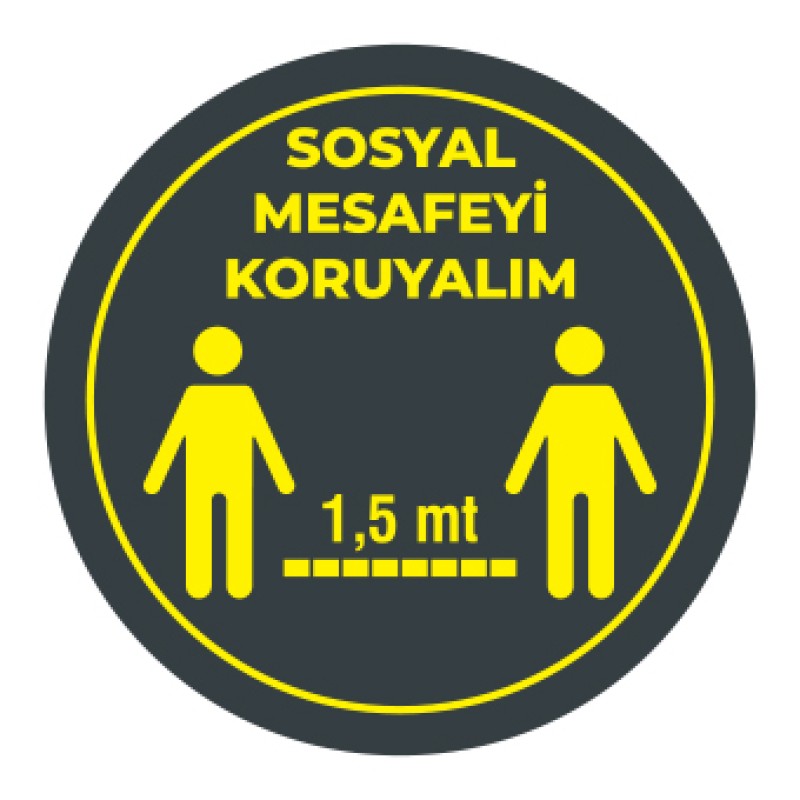 Sosyal Mesafemizi Koruyalım Sticker 1,5 Metre Siyah fiyat teklifi al