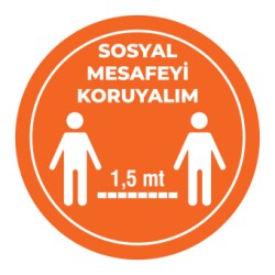 Sosyal Mesafemizi Koruyalım Sticker 1,5 Metre Turuncu 